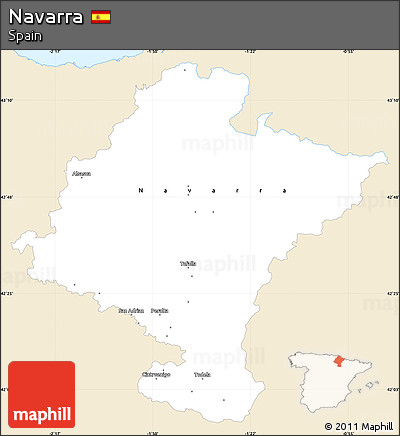 Classic Style Simple Map of Navarra, single color outside