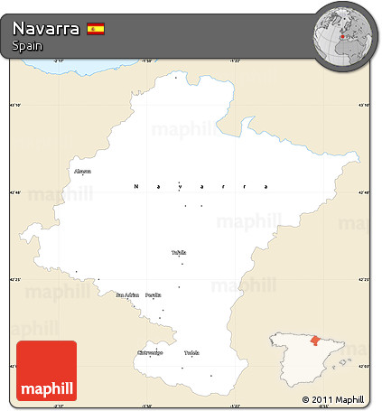 Classic Style Simple Map of Navarra, single color outside