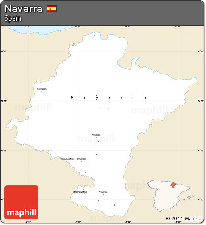 Classic Style Simple Map of Navarra, single color outside