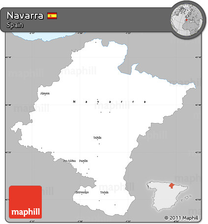 Gray Simple Map of Navarra, single color outside