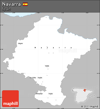 Gray Simple Map of Navarra, single color outside
