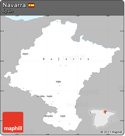 Gray Simple Map of Navarra, single color outside