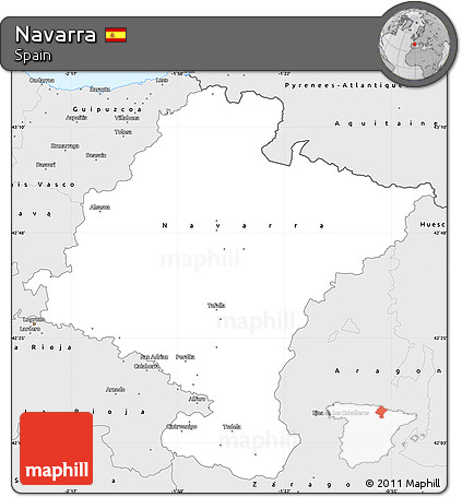 Silver Style Simple Map of Navarra