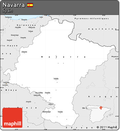 Silver Style Simple Map of Navarra
