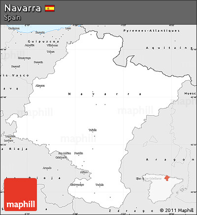 Silver Style Simple Map of Navarra