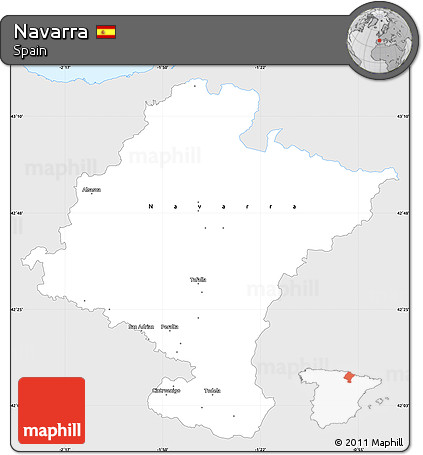 Silver Style Simple Map of Navarra, single color outside