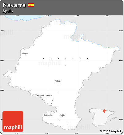 Silver Style Simple Map of Navarra, single color outside