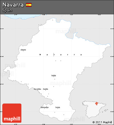 Silver Style Simple Map of Navarra, single color outside