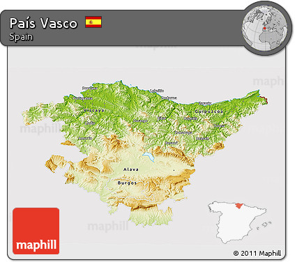 Physical 3D Map of País Vasco, cropped outside