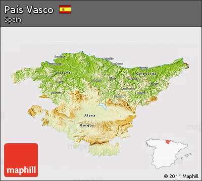 Physical 3D Map of País Vasco, cropped outside