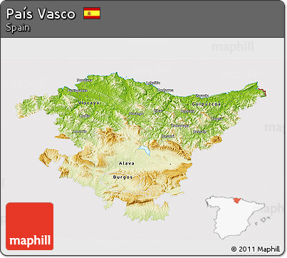 Physical 3D Map of País Vasco, cropped outside