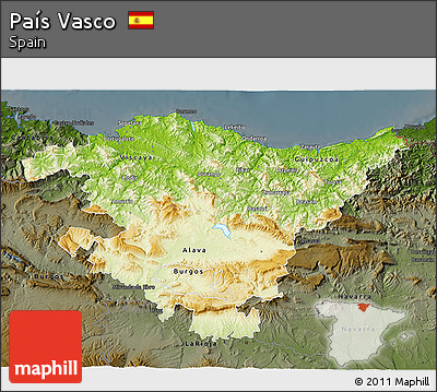 Physical 3D Map of País Vasco, darken