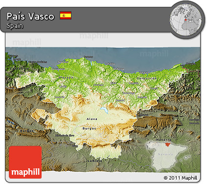 Physical 3D Map of País Vasco, darken