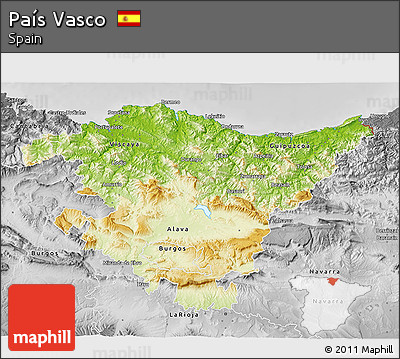 Physical 3D Map of País Vasco, desaturated