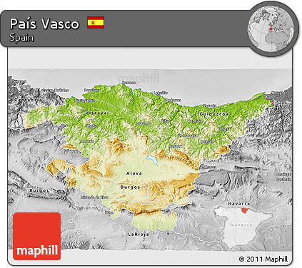 Physical 3D Map of País Vasco, desaturated