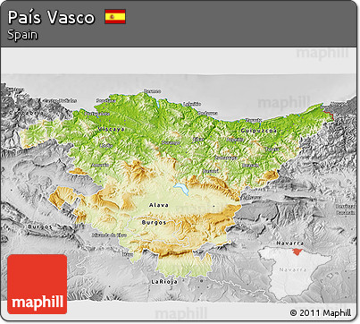 Physical 3D Map of País Vasco, desaturated