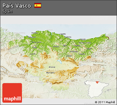 Physical 3D Map of País Vasco, lighten