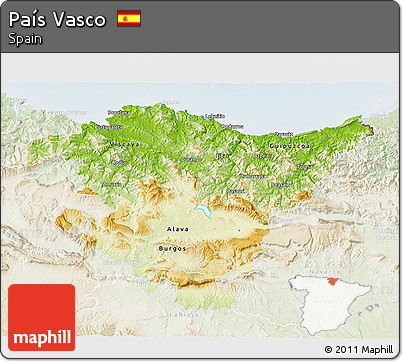 Physical 3D Map of País Vasco, lighten