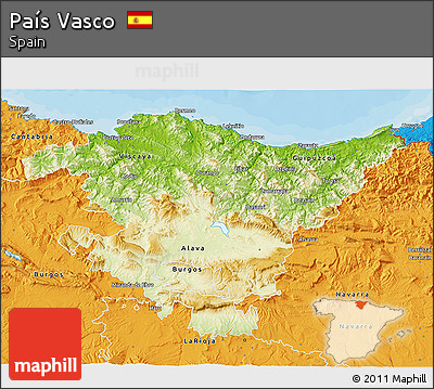 Physical 3D Map of País Vasco, political outside