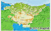 Physical 3D Map of País Vasco, political shades outside