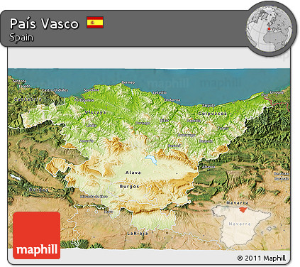 Physical 3D Map of País Vasco, satellite outside