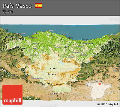 Physical 3D Map of País Vasco, satellite outside