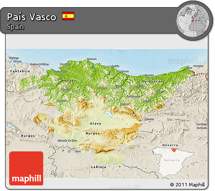 Physical 3D Map of País Vasco, shaded relief outside