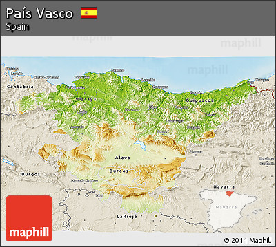 Physical 3D Map of País Vasco, shaded relief outside