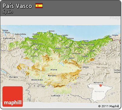 Physical 3D Map of País Vasco, shaded relief outside