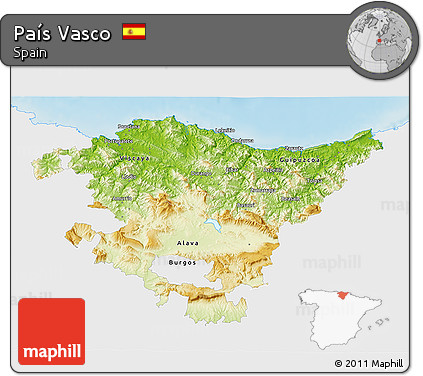 Physical 3D Map of País Vasco, single color outside