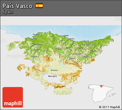 Physical 3D Map of País Vasco, single color outside