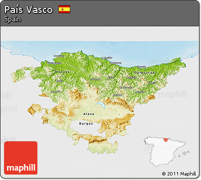 Physical 3D Map of País Vasco, single color outside