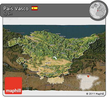 Satellite 3D Map of País Vasco, darken
