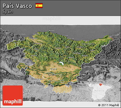 Satellite 3D Map of País Vasco, desaturated