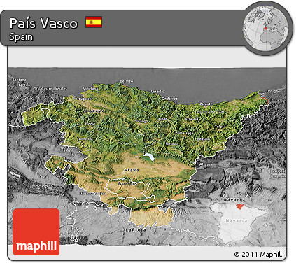 Satellite 3D Map of País Vasco, desaturated