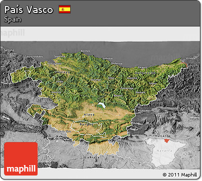 Satellite 3D Map of País Vasco, desaturated