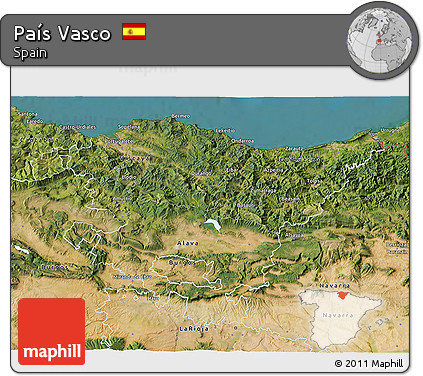 Satellite 3D Map of País Vasco