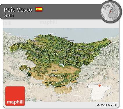 Satellite 3D Map of País Vasco, lighten