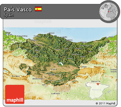 Satellite 3D Map of País Vasco, physical outside