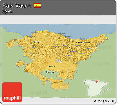 Savanna Style 3D Map of País Vasco, single color outside