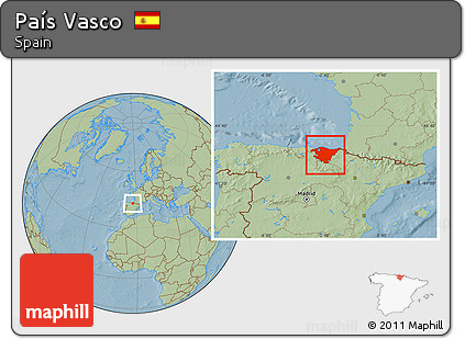 Savanna Style Location Map of País Vasco, hill shading