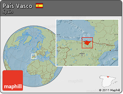 Savanna Style Location Map of País Vasco, hill shading