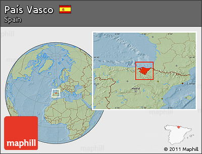 Savanna Style Location Map of País Vasco, hill shading