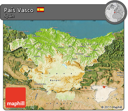 Physical Map of País Vasco, satellite outside