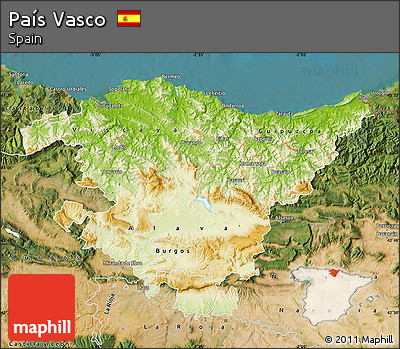 Physical Map of País Vasco, satellite outside