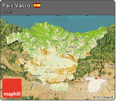 Physical Map of País Vasco, satellite outside