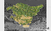 Satellite Map of País Vasco, darken, desaturated