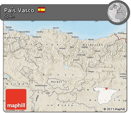 Shaded Relief Map of País Vasco