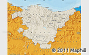 Shaded Relief Map of País Vasco, political outside