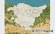 Shaded Relief Map of País Vasco, satellite outside